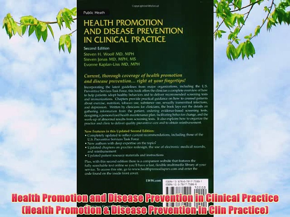 [PDF] Health Promotion and Disease Prevention in Clinical Practice (Health Promotion & Disease
