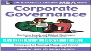 [PDF] Corporate Governance (Executive MBA Series) Popular Collection