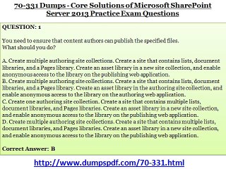 100% Exam Passing Guarantee on 70-331 | Dumpspdf