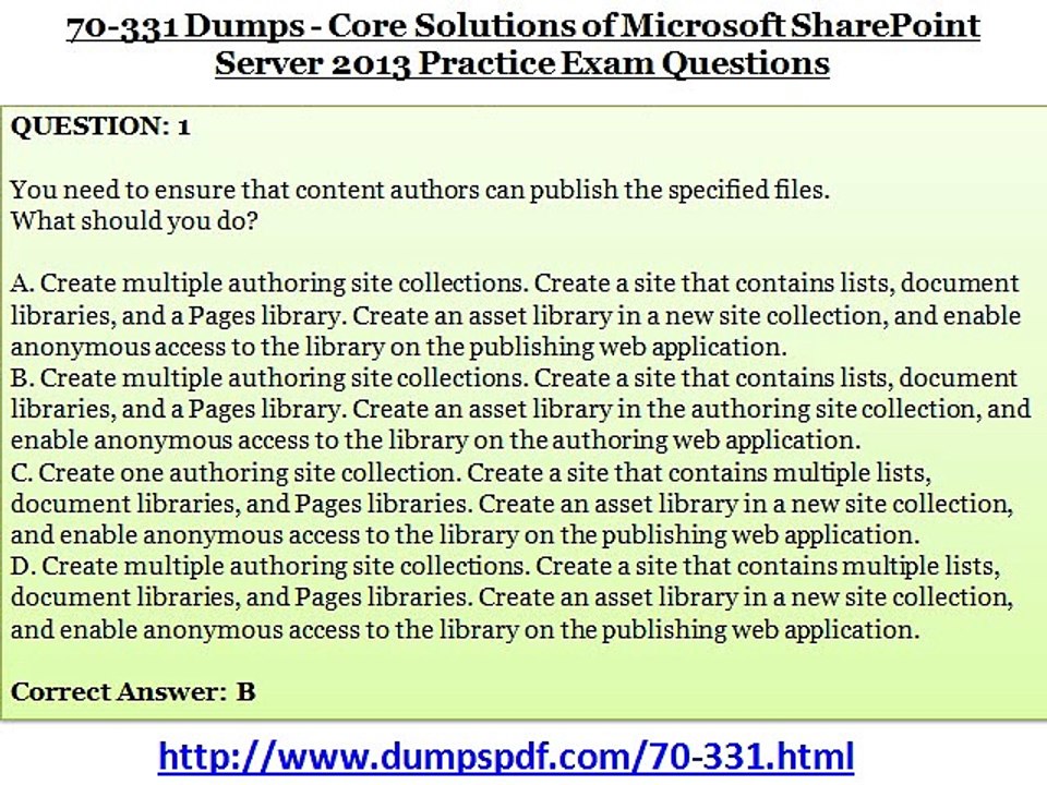 100% Exam Passing Guarantee on 70-331 | Dumpspdf