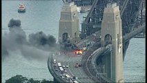 Bus catches fire on Sydney Harbour Bridge, causing major traffic delays