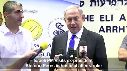Israeli PM visits Shimon Peres in hospital after stroke
