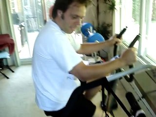 Fat pug doing exercise