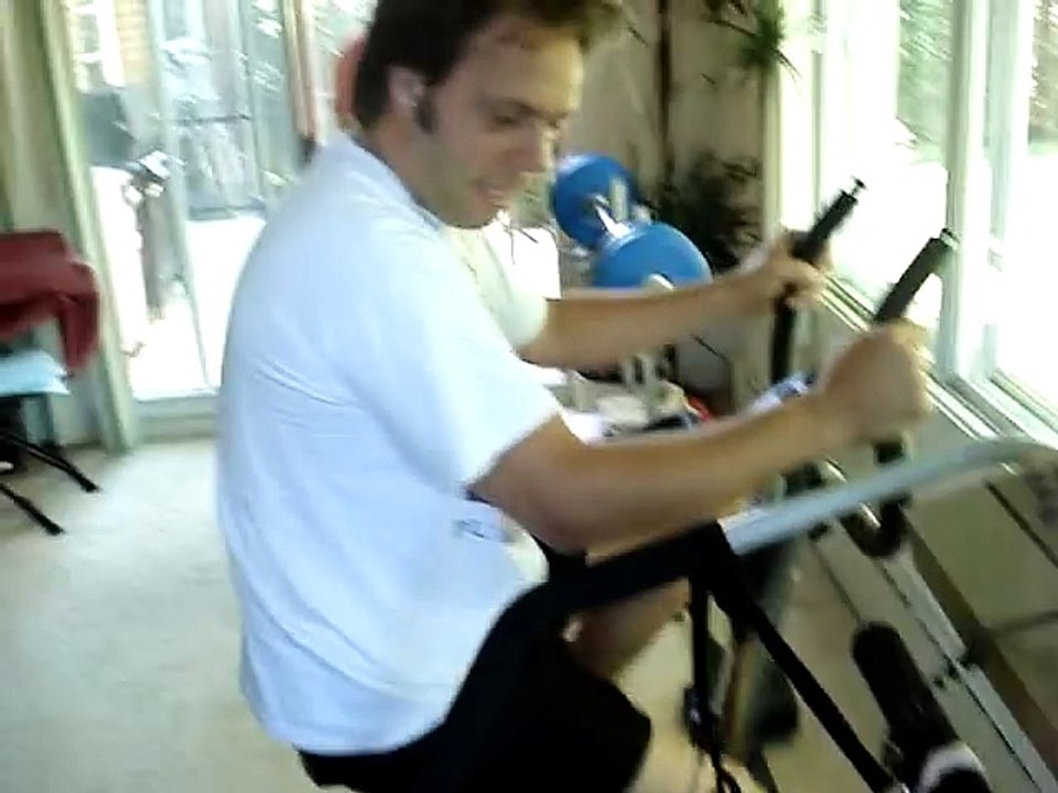 Fat pug doing exercise