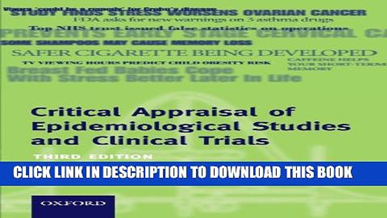 [PDF] Critical Appraisal of Epidemiological Studies and Clinical Trials (Oxford Medical