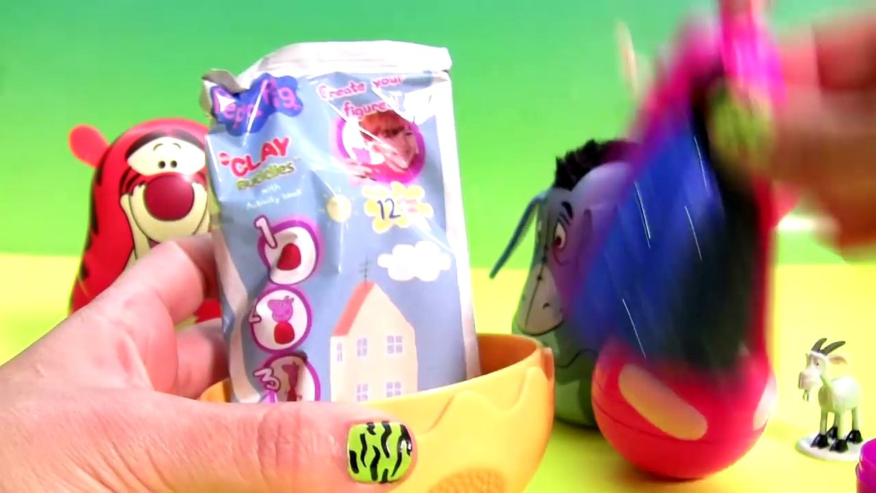 Winnie the Pooh Stacking Cups Surprise Eggs Nesting Toys with Tigger Eeyore Piglet Play Doh Magiclip