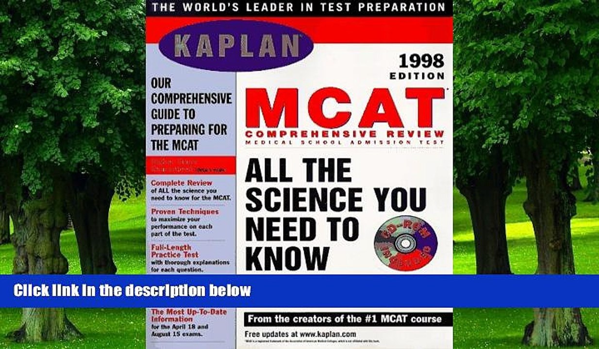 Big Deals  KAPLAN MCAT COMPREHENSIVE REVIEW 1998 WITH CD-ROM (Book   CD-Rom)  Free Full Read Most