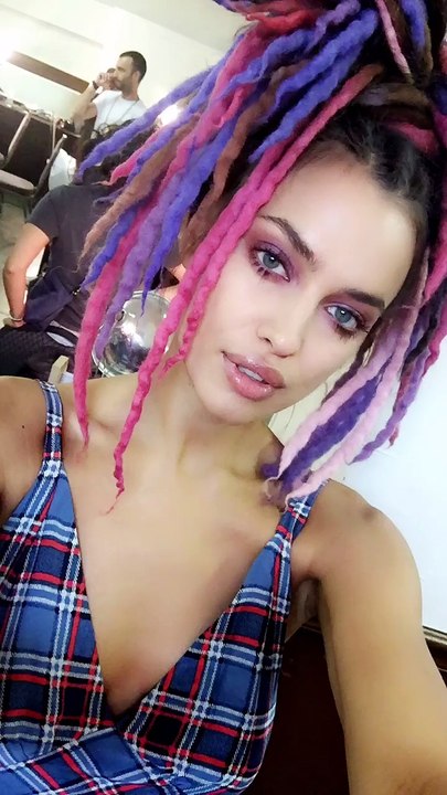 Irina Shayk backstage at Marc Jacobs, with hair by Guido Palau. #MarcJacobs @IrinaShayk @MarcJacobs @guidopalau #NYFW