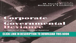 New Book Corporate and Governmental Deviance: Problems of Organizational Behavior in Contemporary