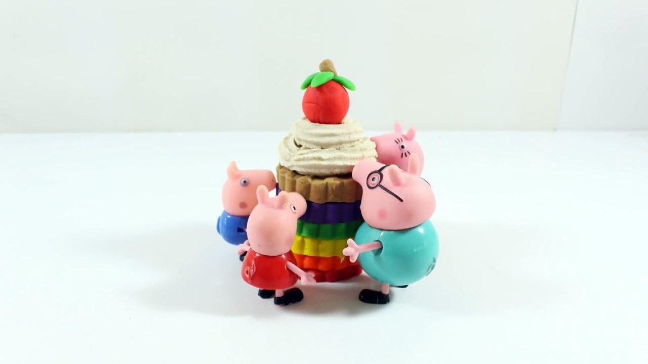 Play Doh stop motion video ice cream rainbow and peppa pig toys
