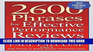 New Book 2600 Phrases for Effective Performance Reviews: Ready-to-Use Words and Phrases That