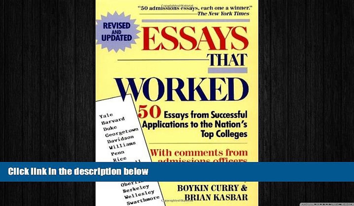 READ book  Essays That Worked: 50 Essays from Successful Applications to the Nation s Top