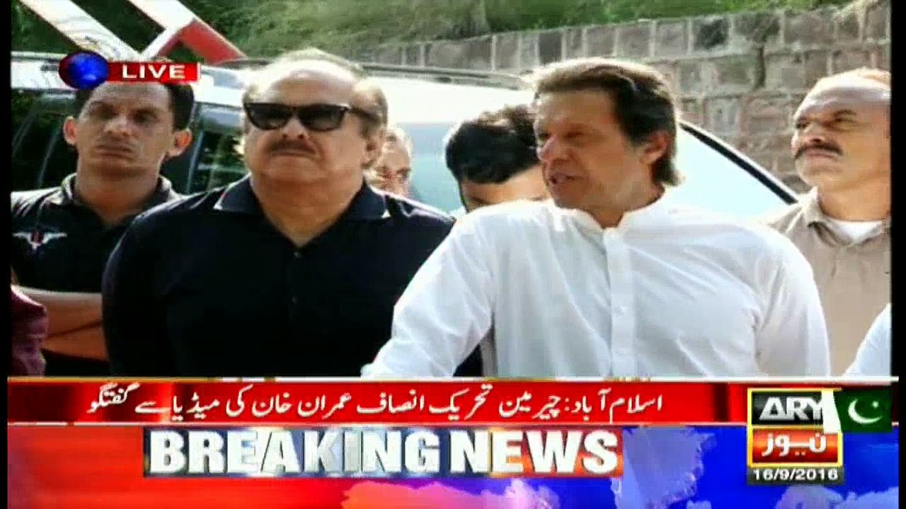 Imran Khan talks to media