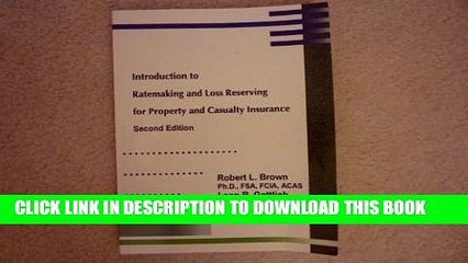 [PDF] Introduction to ratemaking and loss reserving for property and casualty insurance Popular