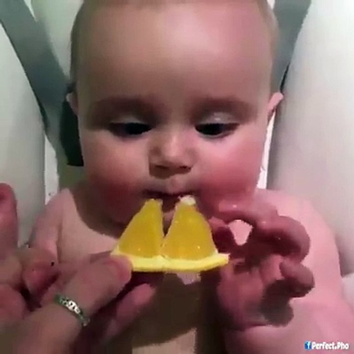 The kid eats lemon