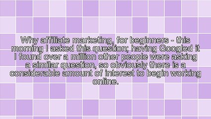Why Affiliate Marketing for Beginners?
