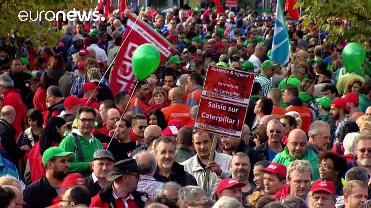 Großdemo in Charleroi gegen Caterpillar-Schließung