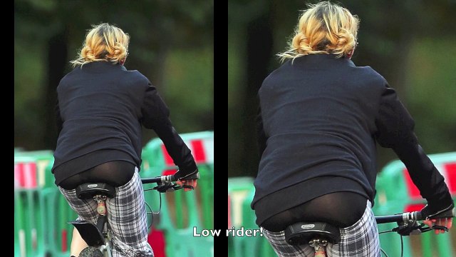 Madonna suffers wardrobe malfunction as she flashes her thong during a London bike ride