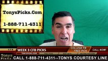 Saturday College Football Free Picks TV Games Betting Previews Odds 9-17-2016