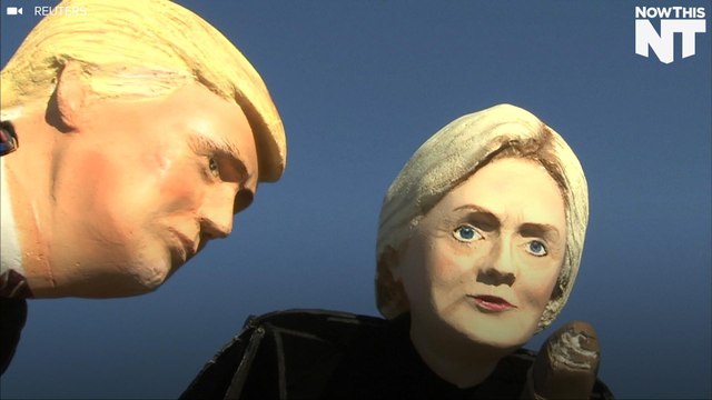 Clinton And Trump Replicas Fly Over Southern California
