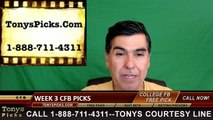 Week 3 College Football Free Picks Predictions Point Spread Odds
