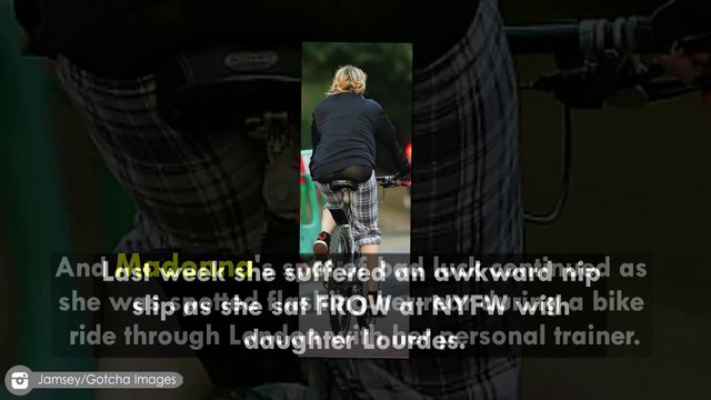 Madonna Wardrobe Malfunction - Flashes Her Thong During a London Bike Ride