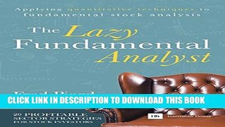 [PDF] The Lazy Fundamental Analyst: Applying quantitative techniques to fundamental stock analysis