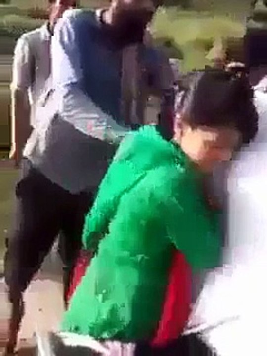 Indian Hindu & Sikh Haras-sing A Muslim Girl In front Of Her Old Father On Eid Festival