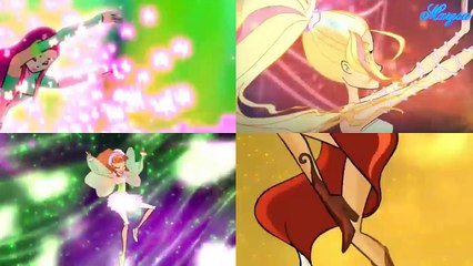 Winx Club All The Extra Characters Transformations in split screen