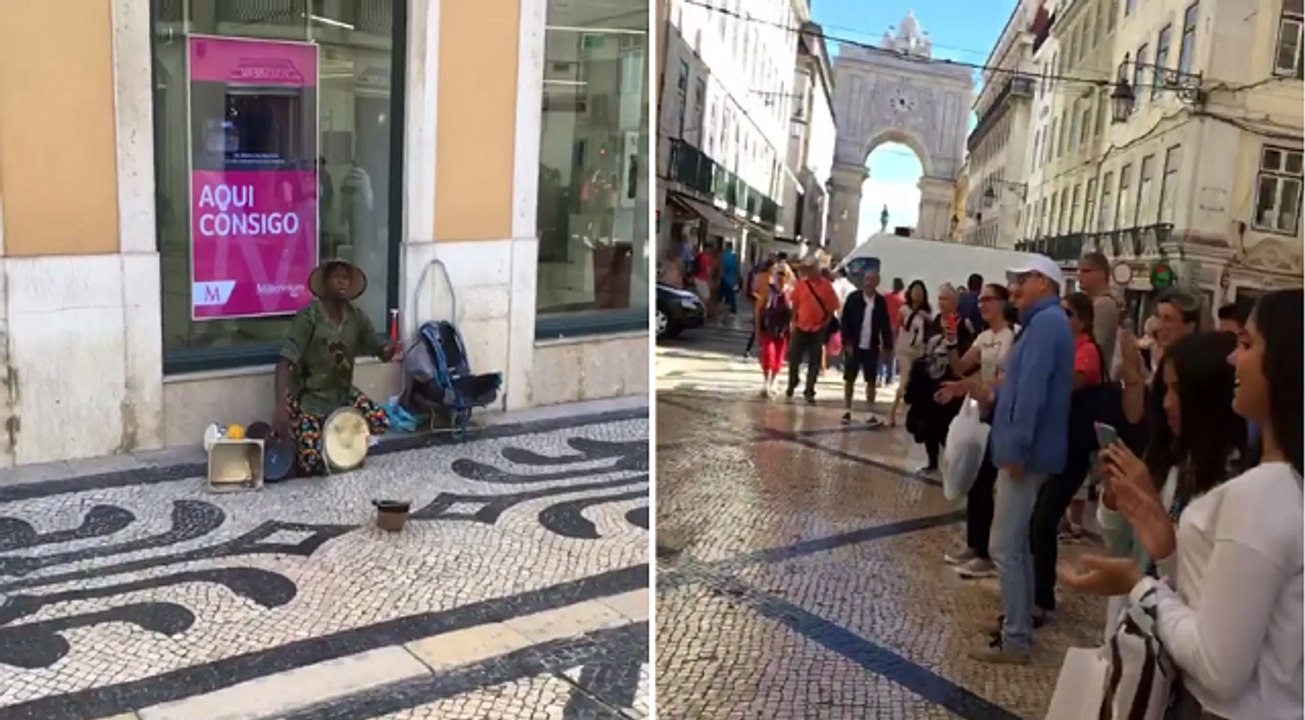 Artista de rua dá espetáculo em Lisboa