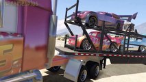 Truck Mack Spiderman transports Lightning McQueen Chick Hicks Disney cars Boost Cartoons for Kids
