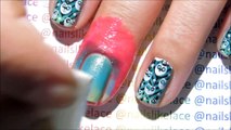 Owl and Leaf Print Stamping over Gradient