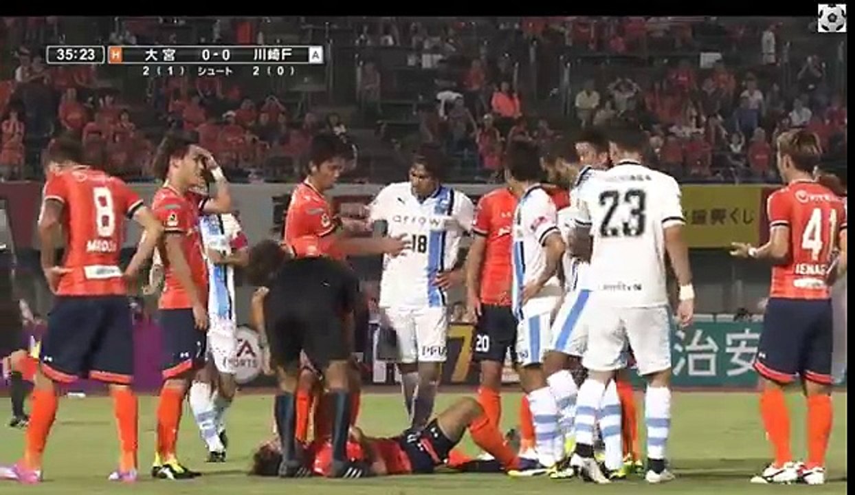 大久保嘉人 報復行為の頭突きで痛恨の一発レッド  大宮アルディージャ vs 川崎フロンターレ 2016 J1 2nd 12節 20160917