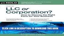 New Book LLC or Corporation?: How to Choose the Right Form for Your Business