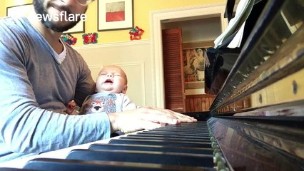Sending a baby to sleep with piano cover of Coldplay's Fix You