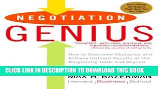 New Book Negotiation Genius: How to Overcome Obstacles and Achieve Brilliant Results at the