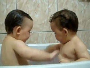 Twins Brothers Enjoying Bath Time 2017