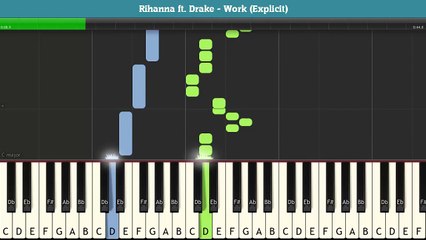 Work (Explicit) Piano Sheet Music - Easy Piano Tutorial (RIHANNA FT. DRAKE)