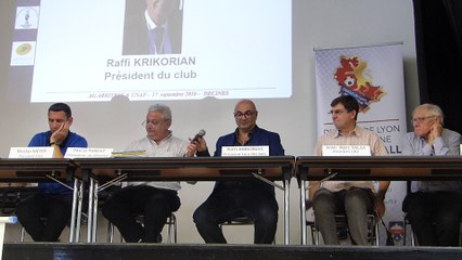 Discours de Raffi Krikorian, Président de l'UGA LYON-DECINES qui accueille l'Assemblée Générale des Arbitres du District de Lyon et du Rhône de Football.