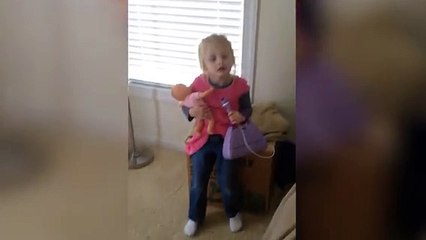Little Girl Has First Embarrassing Karaoke Performance