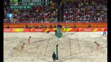 Brazil defeats to Team USA in women's beach volleyball semi in Rio Olympics.2016-96GFs9nJ968