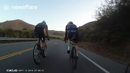 Car cuts off cyclists in California