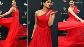 Priyanka Chopra Hot Red Dress Look in ‪Emmy Awards‬‬ 2016