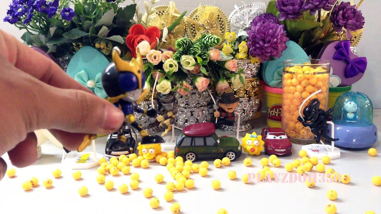 SMILEY FACES with Surprise Toys,Toys for Kids,Disney Cars Lightning McQueen with The Simpsons and Predator Nightmare