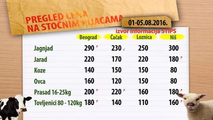 Cene stoke na stočnim pijacama za period 01-05.08.2016.