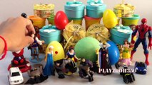 PLAY DOH SURPRISE EGGS with Surprise Toys,Spiderman and Batman with Marvel toys, Disney Princess, Snow White, Cinder