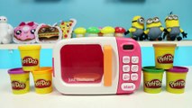 PRETEND Play Doh Cooking Microwave Playset Learn Vegetable Names Toy Velcro Cutting Fruit!