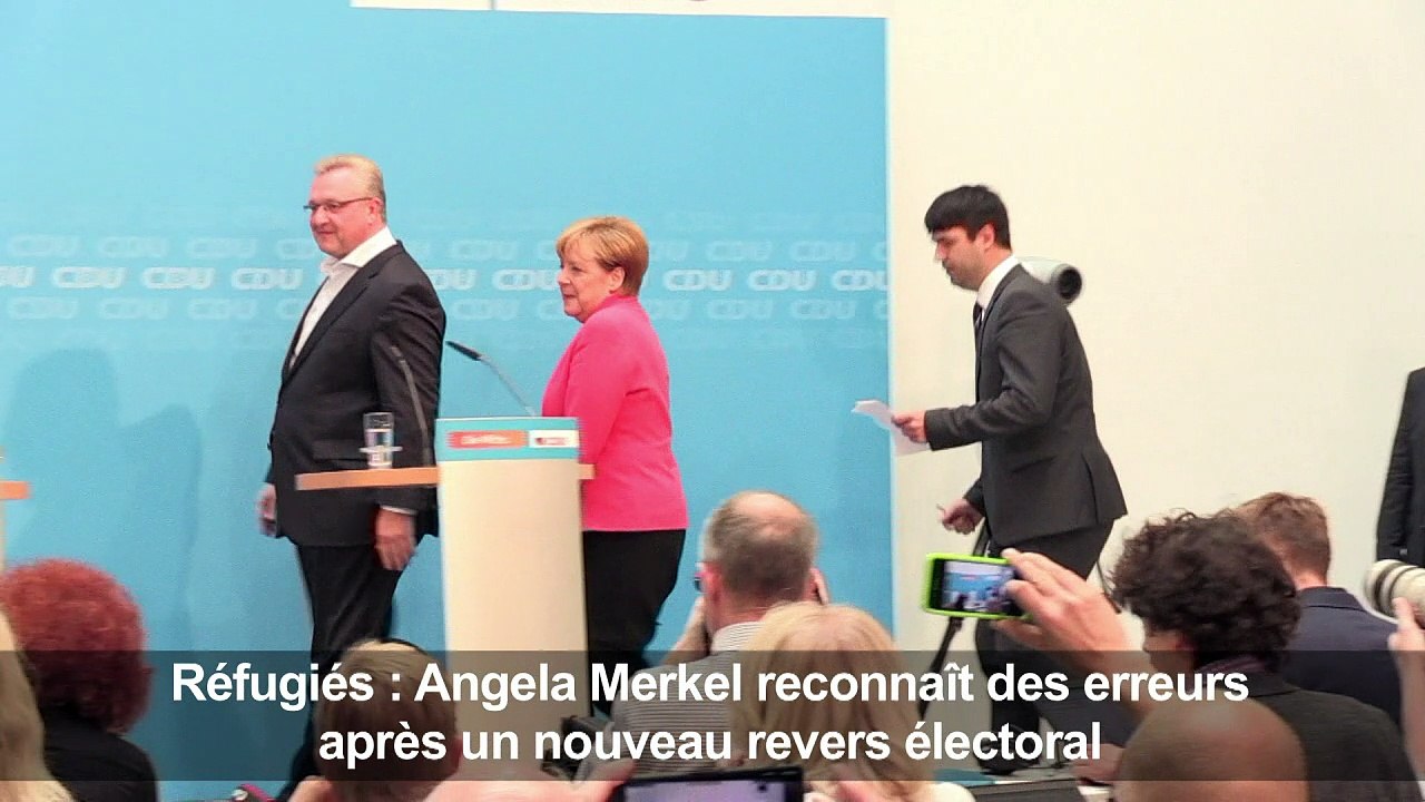Réfugiés: Merkel reconnaît des erreurs après un revers électoral