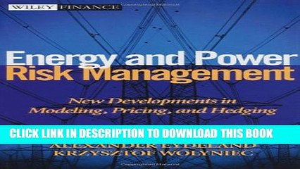 New Book Energy and Power Risk Management: New Developments in Modeling, Pricing, and Hedging