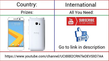 GIVEAWAY LINK IN DESCRIPTION &. [CLOSE] HTC 10 Android    International Giveaway